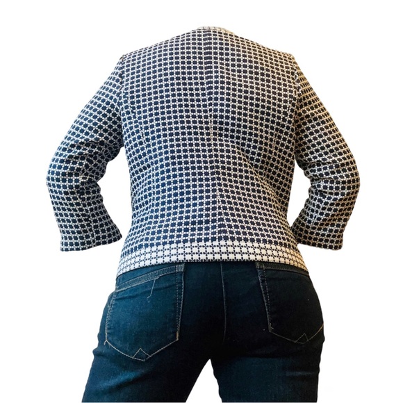 ★ NWT Laundry by Shelli Segal Structured Open Blazer - Navy Blue/White ★ - Picture 10 of 16